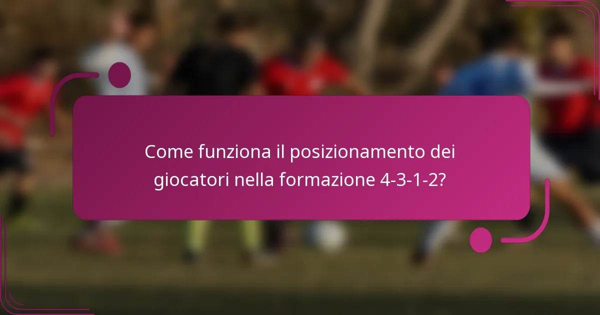 Come funziona il posizionamento dei giocatori nella formazione 4-3-1-2?