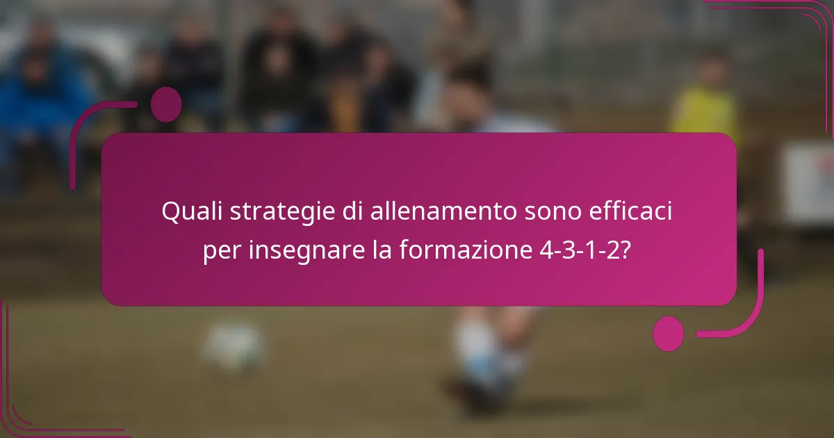 Quali strategie di allenamento sono efficaci per insegnare la formazione 4-3-1-2?